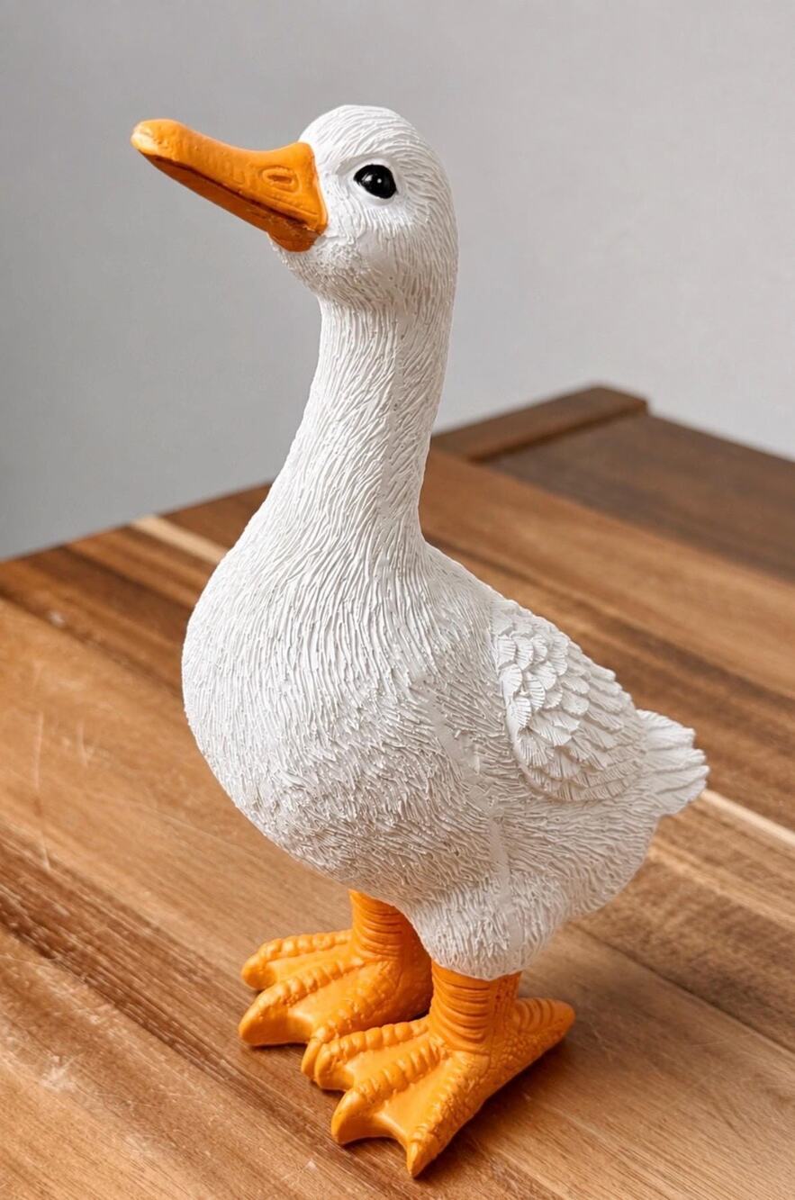 Vintage Textured White Goose Figurine | Country Farmhouse Bird Decor